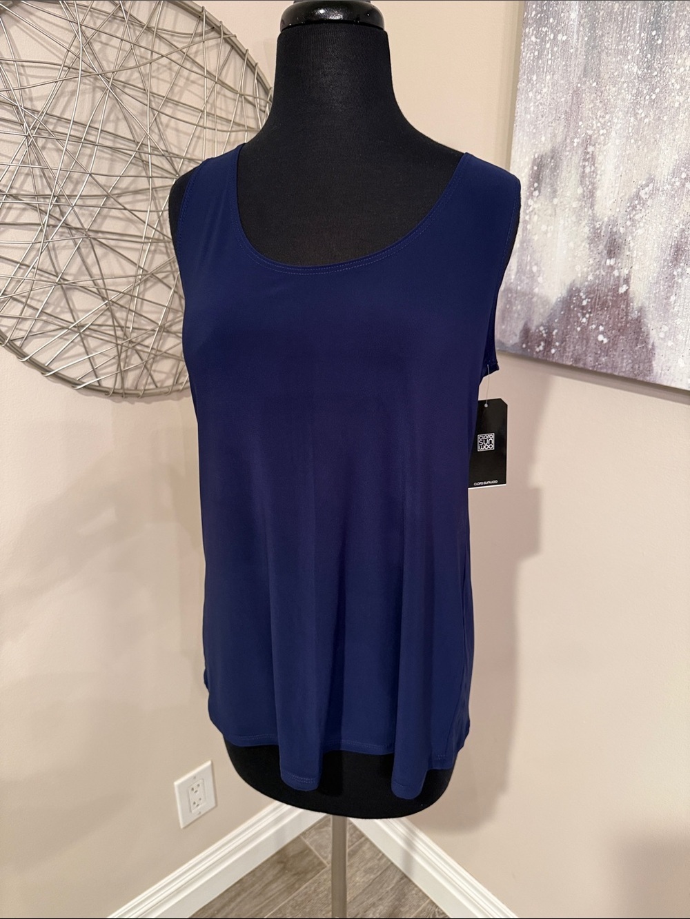 Clara Sun Woo Dark Blue Scoop Neck Tank size small